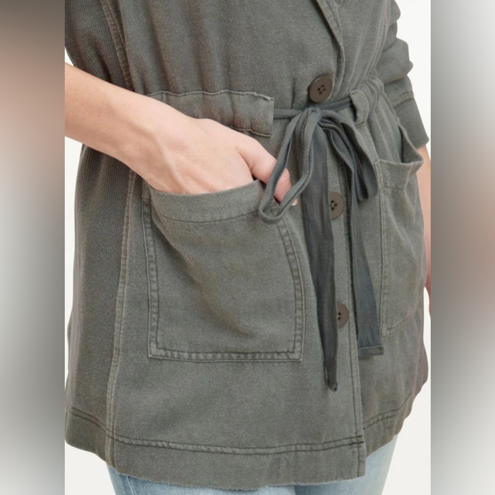 Splendid Soleil Jacket with self tie waist Soft Vintage Olive Green Medium NWT - Picture 3 of 12